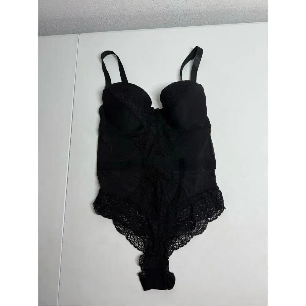 Sophie B Black Teddy Bodysuit Lace Size Large